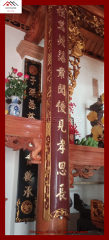 Hoành phi câu đối nhà thờ họ Mạch chữ Hệ xuất trâm anh nghĩa- Lễ điện tần tảo túc